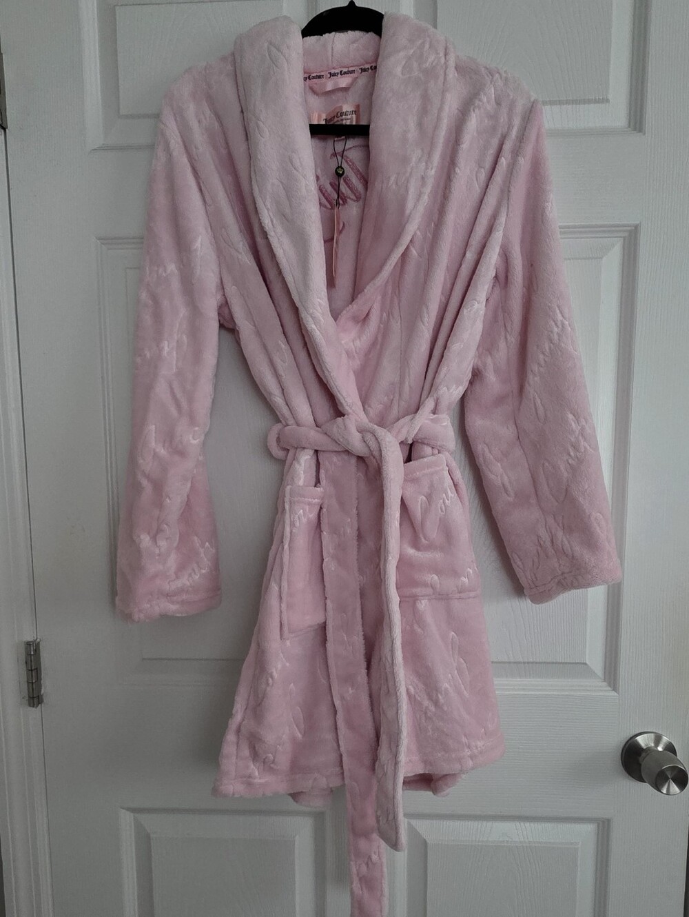 NWT Juicy Couture Light Pink Plush Shawl-Collar Robe Size L/XL